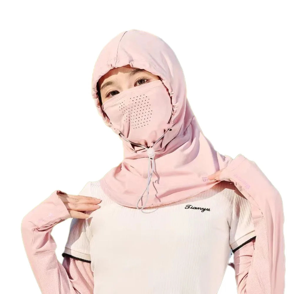 UV Protection Ice Silk Balaclava Hat – Full Face Sun Cover Balaclava Sun Hat Axl Pink