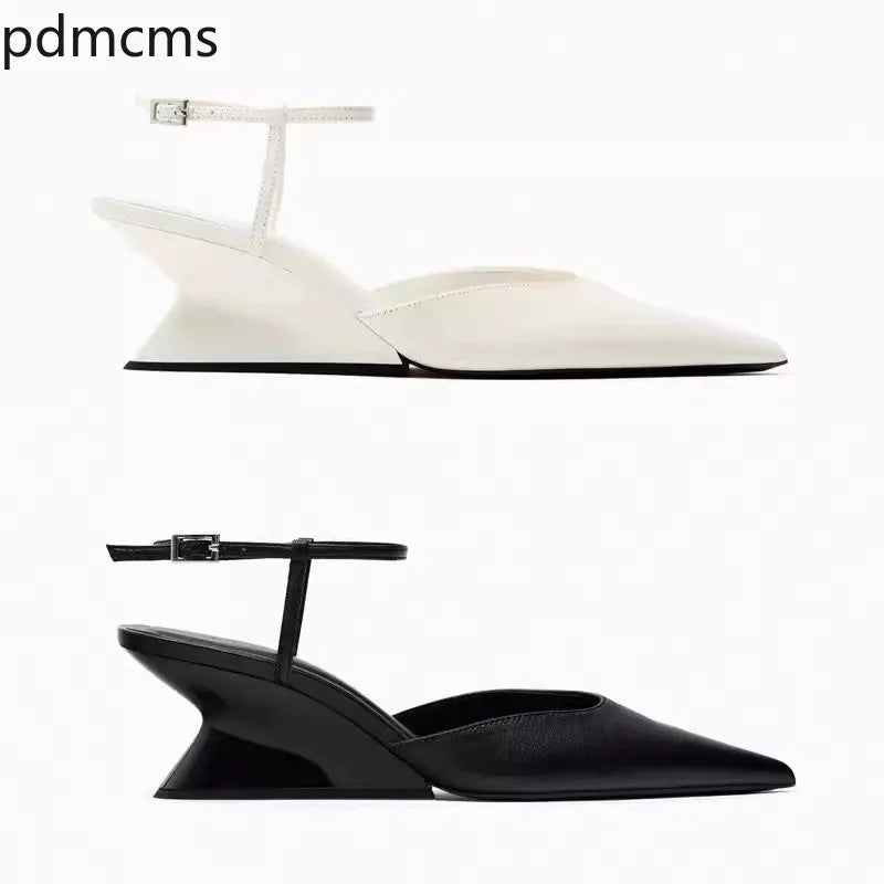 Women's Pointed Toe Wedge Sandals – Buckle Ankle Strap Wedge Sandals Axl