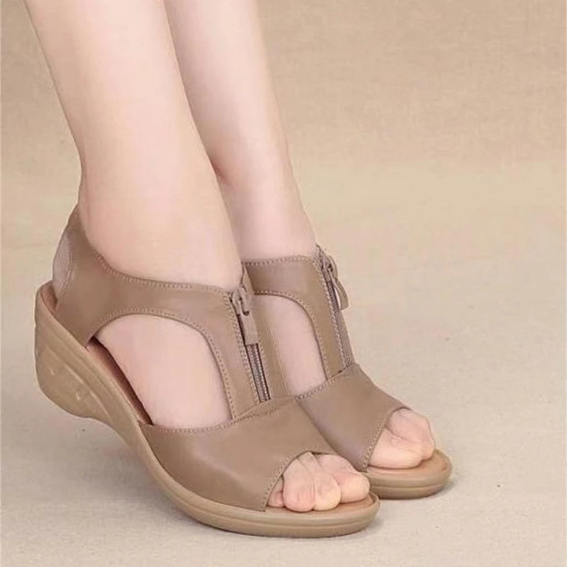 YBQJOO Women's Wedge Sandals – Peep Toe Plus Size EU 36–48 Wedge Sandals Axl Khaki 40