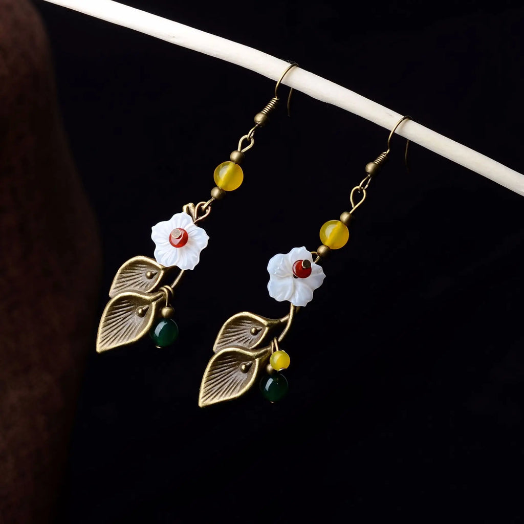 Asymmetric Daisy & Bee Tassel Drop Earrings for Women Drop Earrings Axl