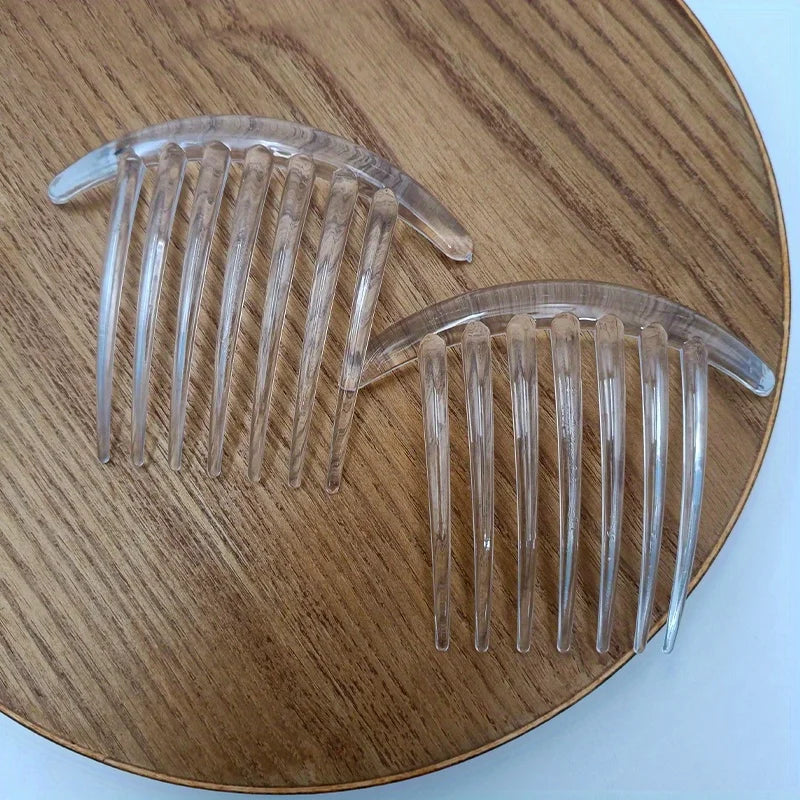 Seven-Tooth Shaped Hair Comb – Durable Handle for All Styles Hair Styling Comb Axl Transparent 2 Packs