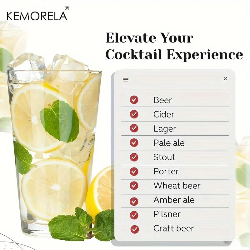 KEMORELA 6-Piece Pint Glasses Set – Dishwasher Safe Drinkware Pint Glass Set Axl