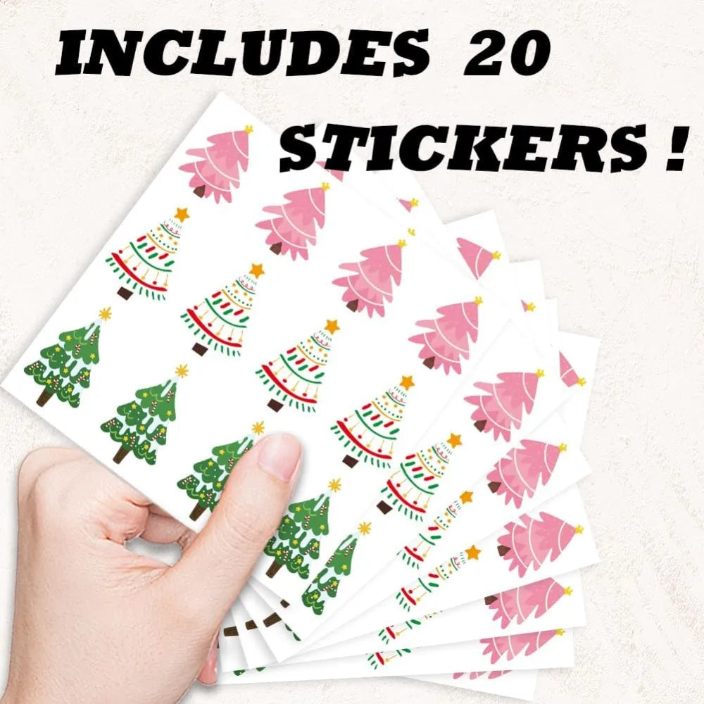 Boho Christmas Tree Stickers – 240 Self-Adhesive Holiday Labels Decorative Stickers Axl