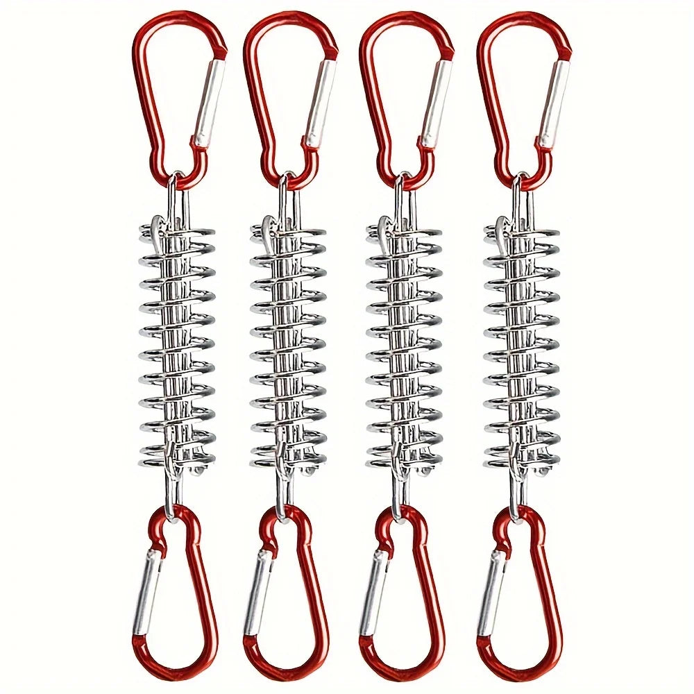 Stainless Steel Tent Tensioner Spring Buckle & Carabiner Clips Tent Camping Hardware Axl 4PCS