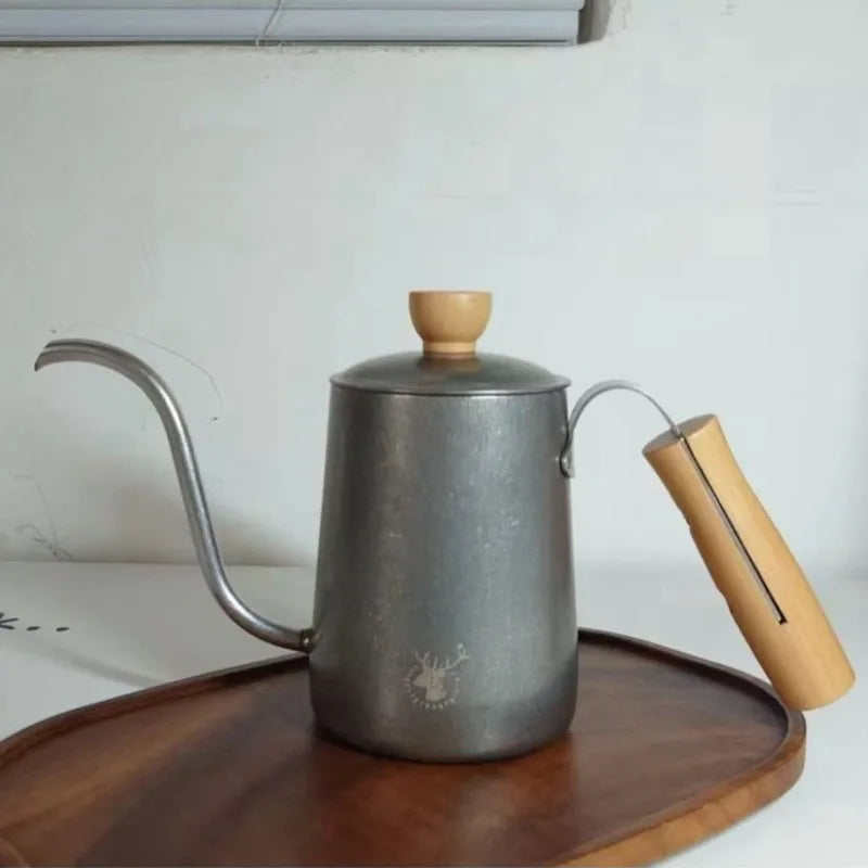 Vintage Stainless Steel Coffee Pot – 1L Wooden Handle Teapot Coffee & Tea Pot Axl