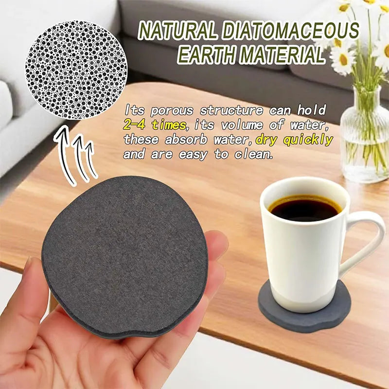 Diatomaceous Earth Coasters Set – Quick-Dry & Heat-Resistant Diatomite Coaster Set Axl