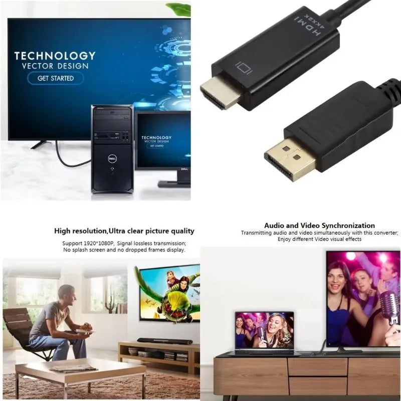 4K DisplayPort to HDMI Adapter Cable – DP to HDMI Converter Display Adapter Cable Axl