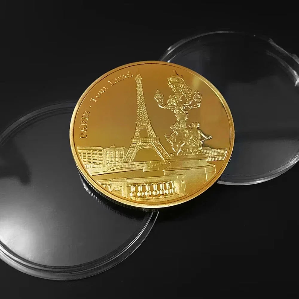 Paris Eiffel Tower Commemorative Coin | Metal Travel Keepsake Commemorative Coin Axl