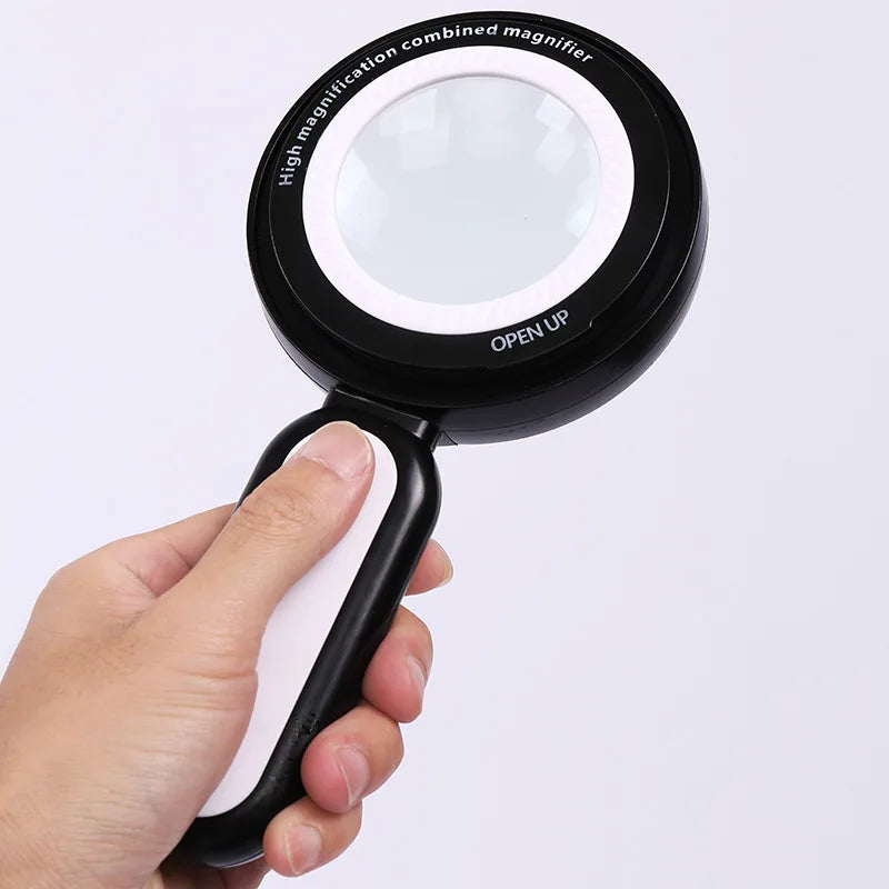 Dual Lens LED Magnifying Glass 10X 30X – Handheld Magnifier LED Magnifying Glass Axl