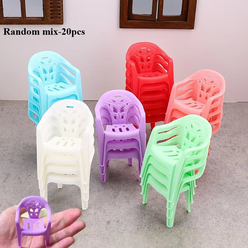 Mini Dollhouse Chair Set – 6 Colors | Crafts & Home Decor Dollhouse Miniature Furniture Axl Random mix-20pcs