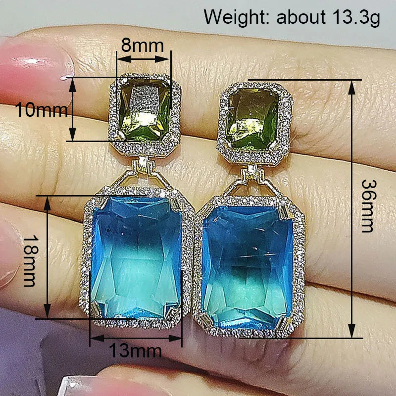 Huitan CZ Drop Earrings – Geometric Vintage Fashion Jewelry Drop Earrings Axl