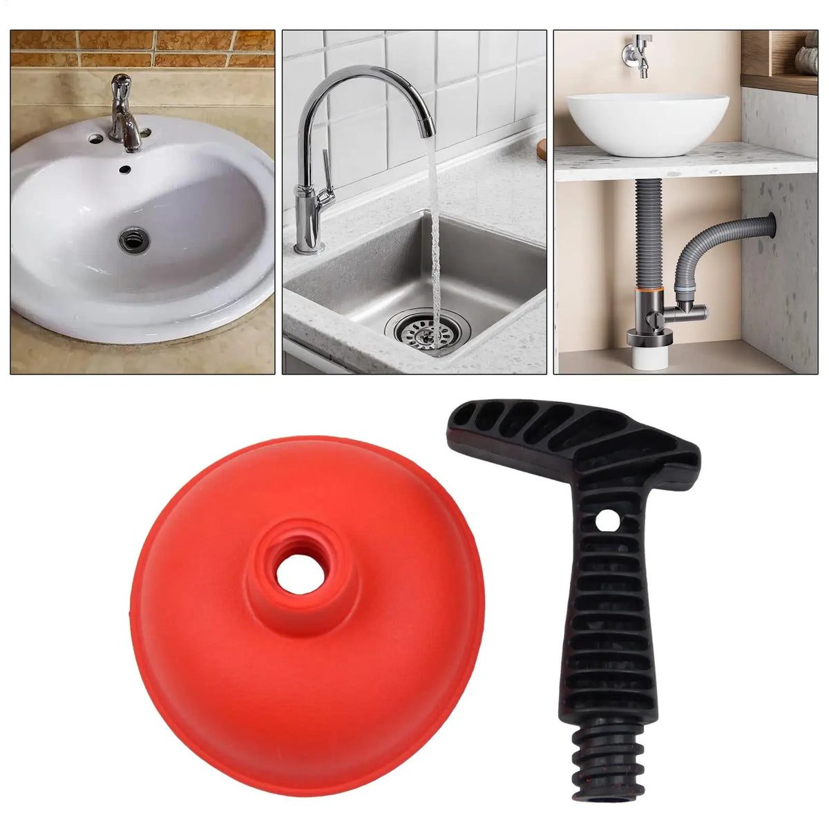 Heavy-Duty Drain Plunger – Clog Remover for Sink & Toilet Drain Plunger Axl