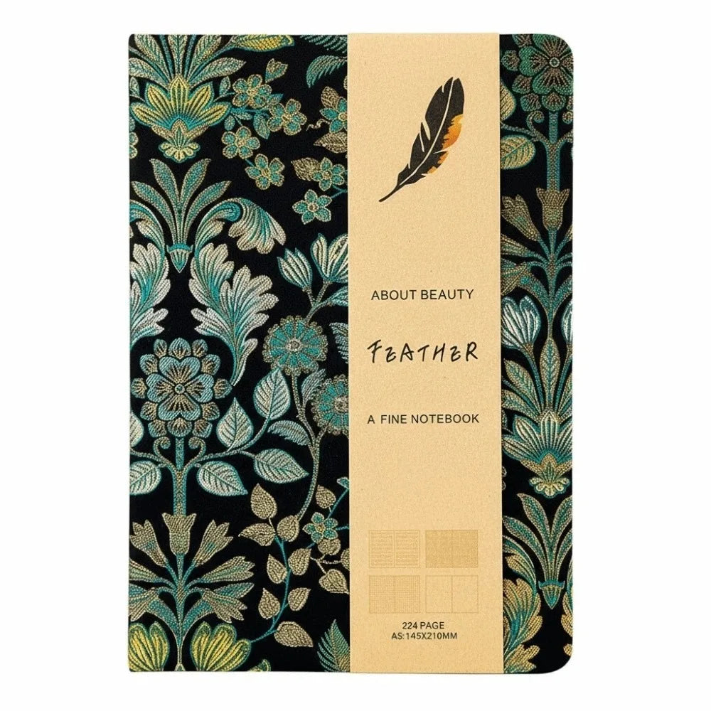 Embroidered Flower PU Leather Journal A5 Weekly Agenda Notepad Embroidered Leather Journal Axl Green