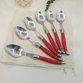6-Piece Red Handle Stainless Steel Soup Spoons – Dinner Spoon Set Dinner Spoon Set Axl 6pcs Red Spoon
