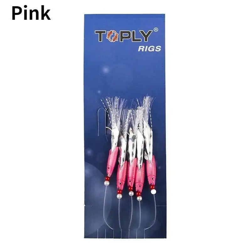 5-Pack Soft Fishing Lure Rigs – Barbed Hooks & Glow Bait Jigs Fishing Lure Rigs Axl Pink