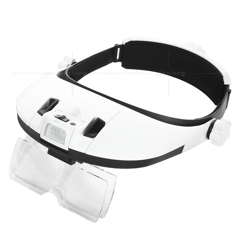 Rechargeable Head-Worn Magnifier 1X–3.5X | 8 LED Lights Headband Magnifier Axl