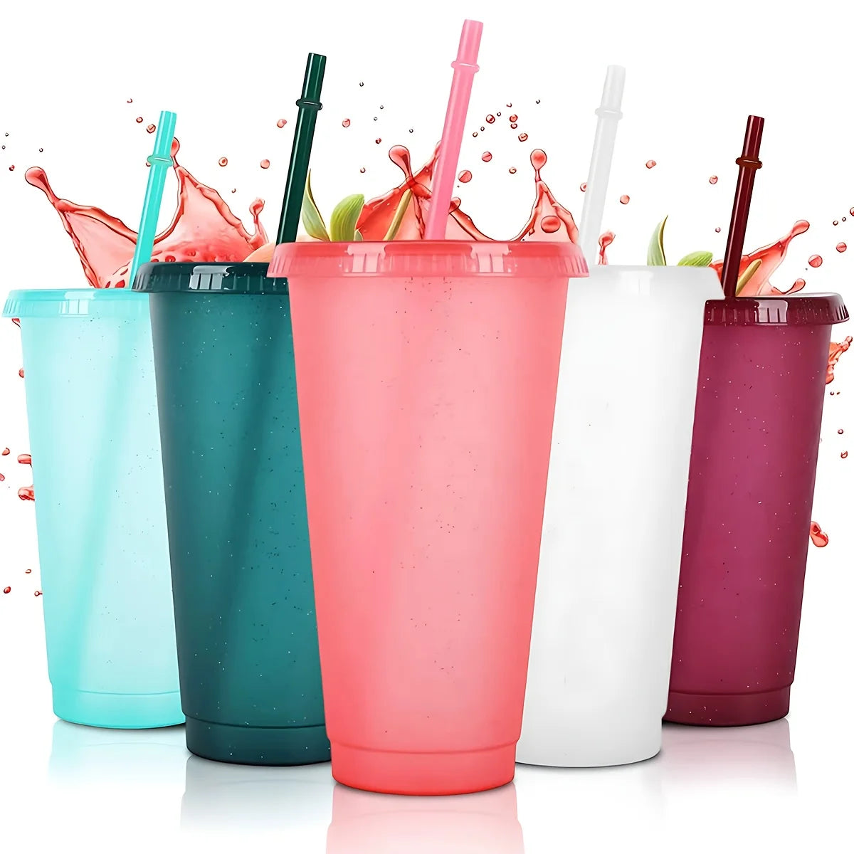 Reusable Acrylic Tumblers with Lids & Straws – 710ml 2/4 Pack Acrylic Tumbler Set Axl