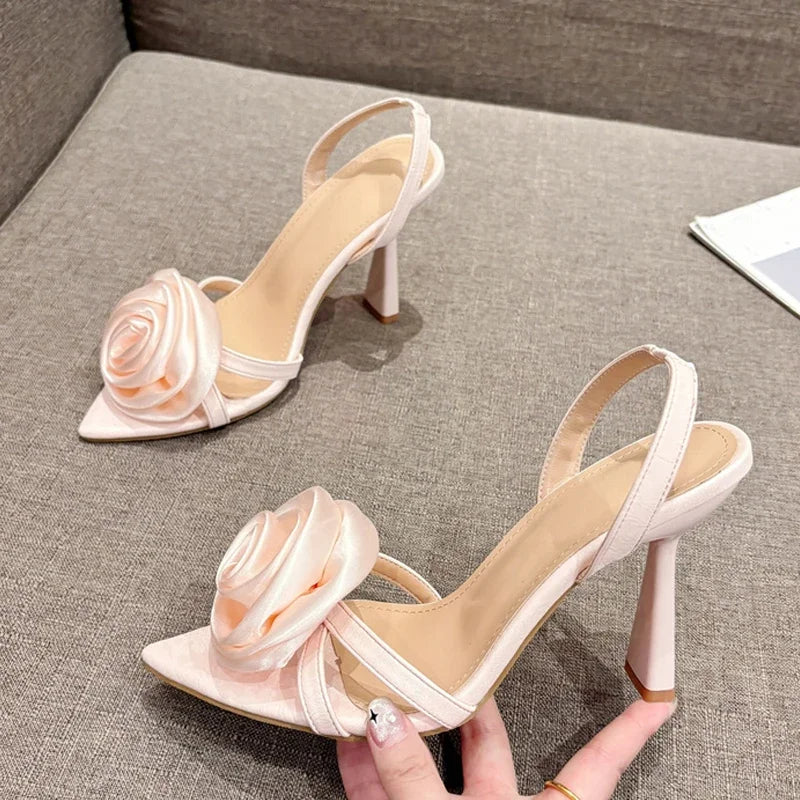 Silk Rose Flower High Heel Sandals – Wedding & Party Shoes High Heel Sandals Axl