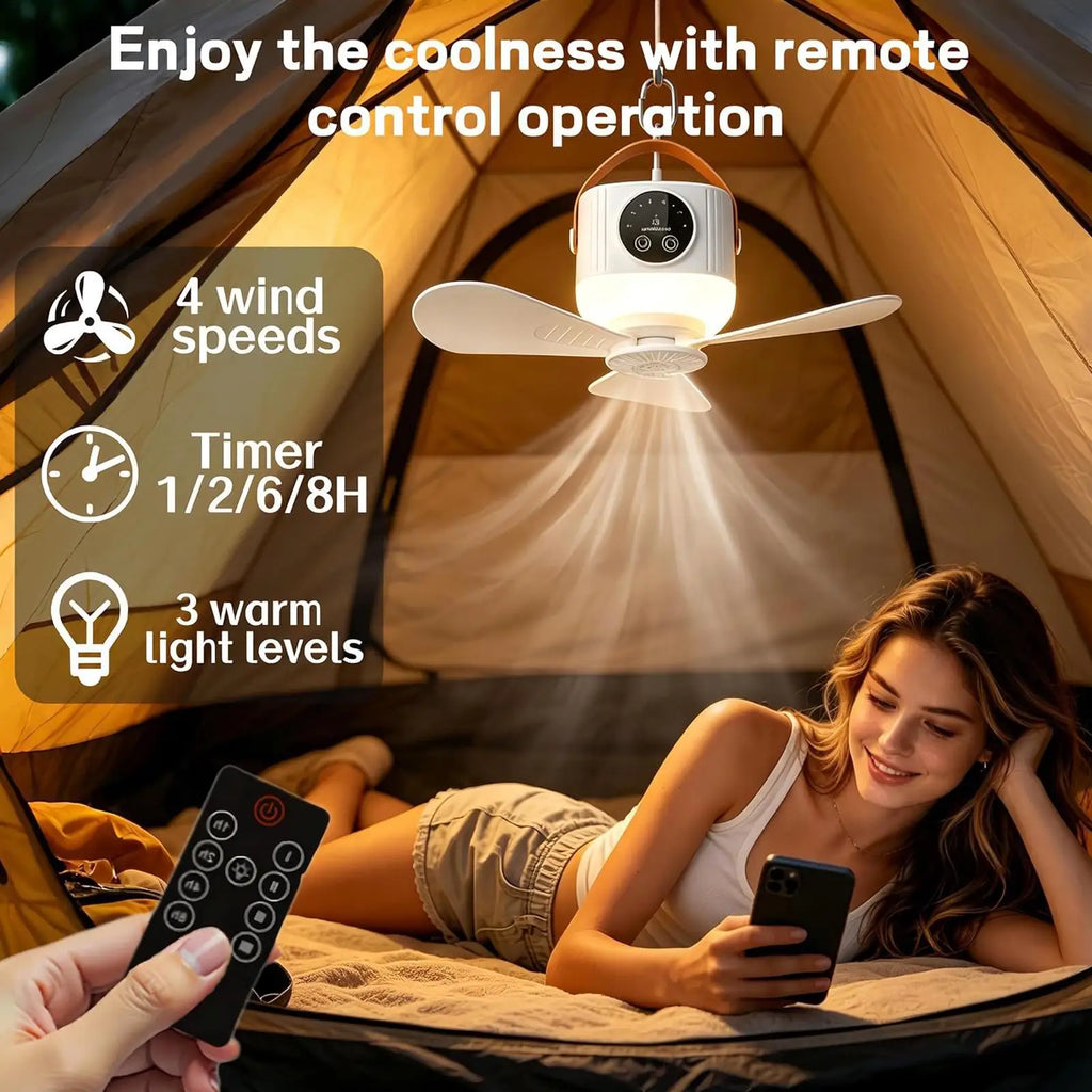 Rechargeable Hanging Ceiling Fan 7200mAh | Camping & Travel Portable Ceiling Fan Axl