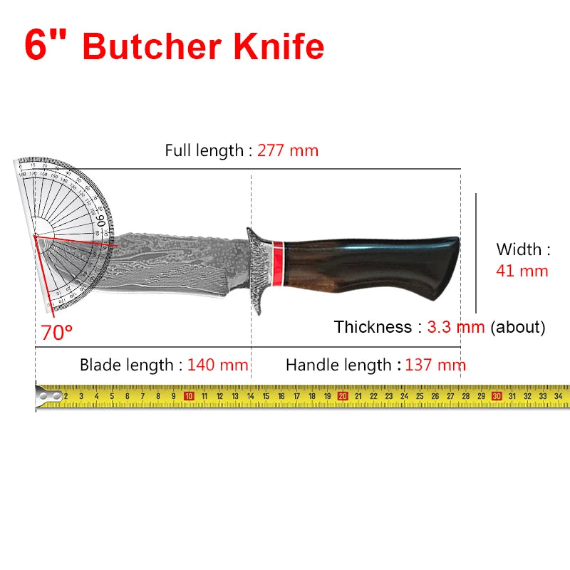InLeung Damascus Steel Boning Knife – Hand Forged Wood Handle Damascus Kitchen Knife Axl