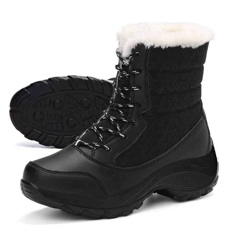 AZGB Women's Fur-Lined Platform Wedge Snow Boots | Winter Women's Snow Boots Axl