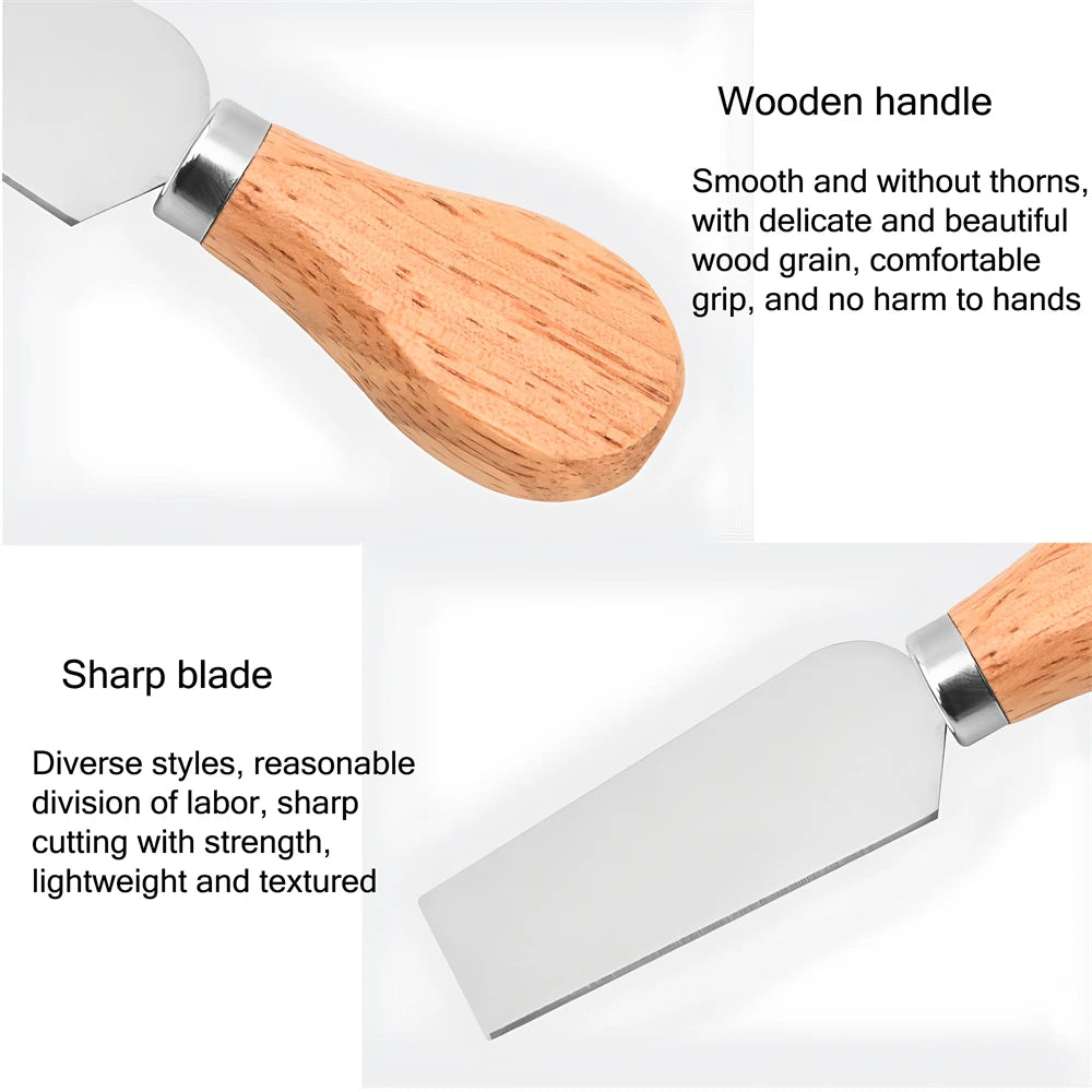 6-Piece Wood Handle Cheese Knife Set – Slicer, Cutter & Cake Cheese Knife Set Axl
