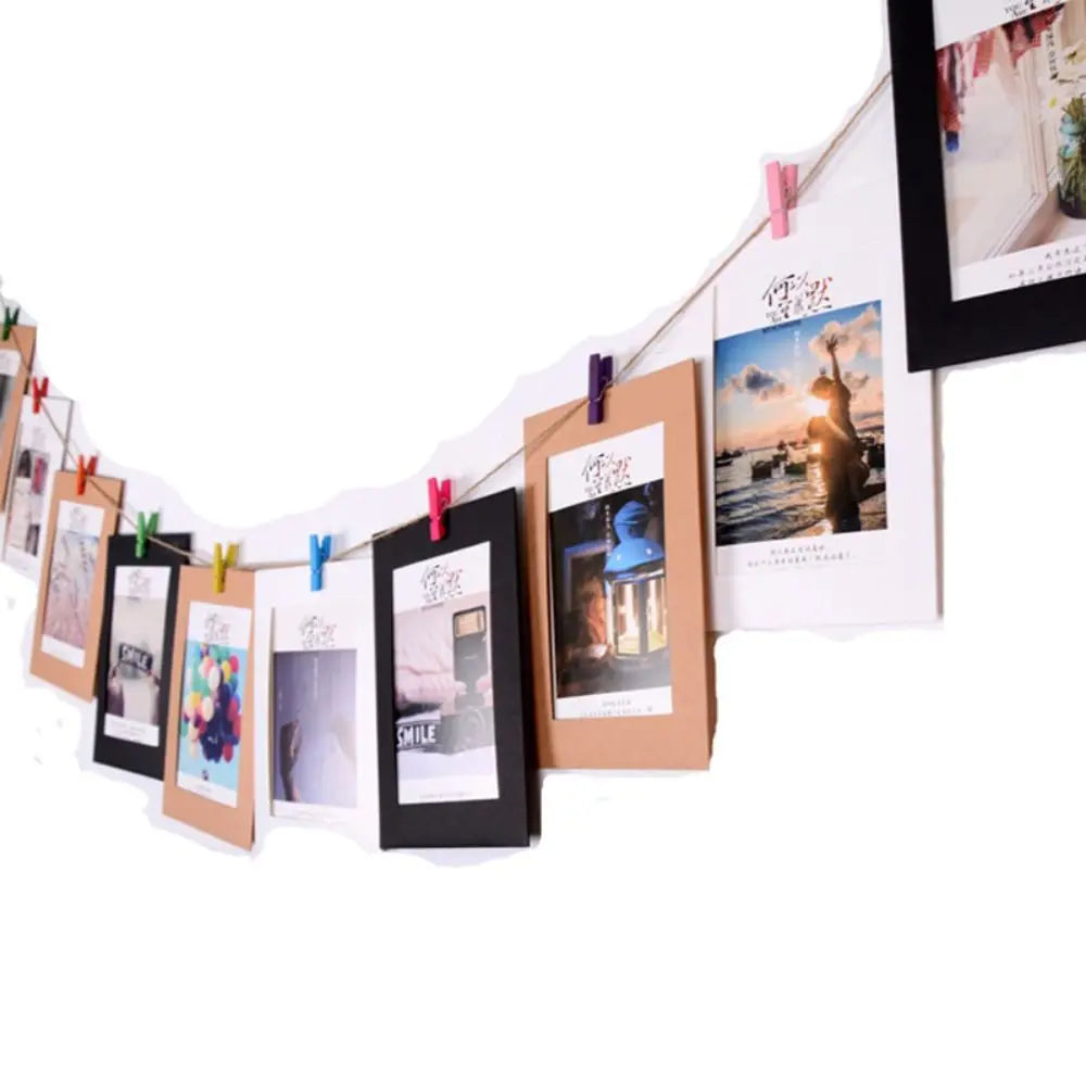 10-Piece DIY Paper Photo Frame Set with Clips & Rope | Wall Decor Photo Frame Set Axl