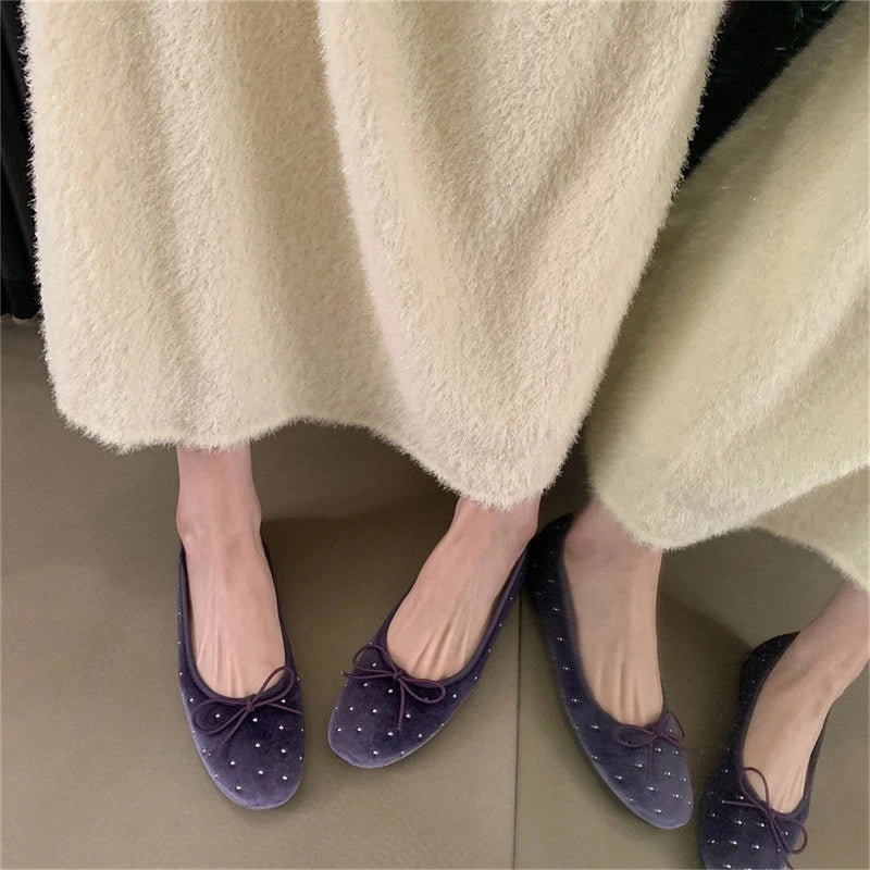 Vintage Suede Women's Ballet Flats – Slip-On Round Toe Shoes Women's Ballet Flats Axl