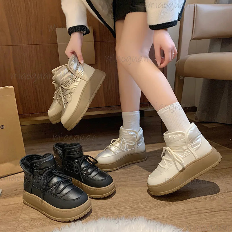 Women's Waterproof Platform Snow Boots – Plush Ankle Booties Women's Snow Boots Axl