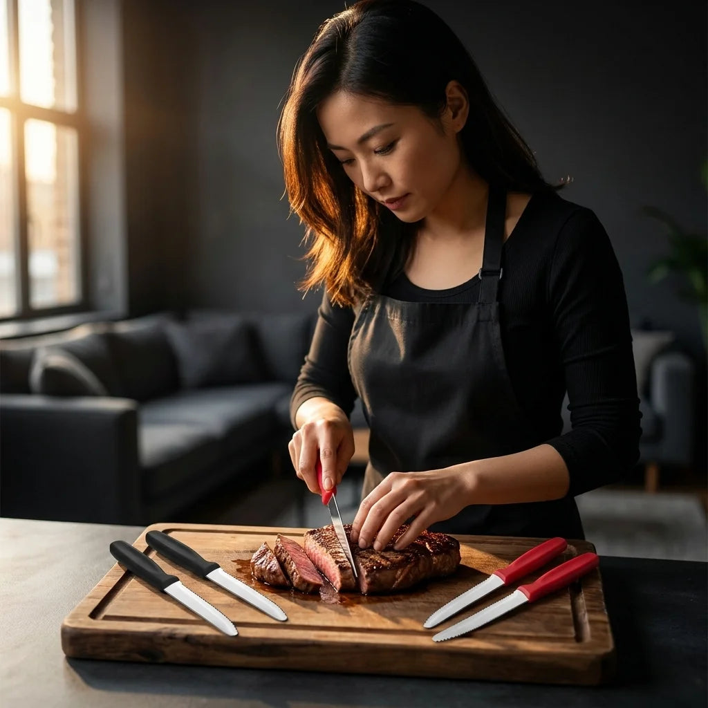 Serrated Stainless Steel Steak & Fruit Knife Set – 1 to 8 Piece Serrated Knife Set Axl