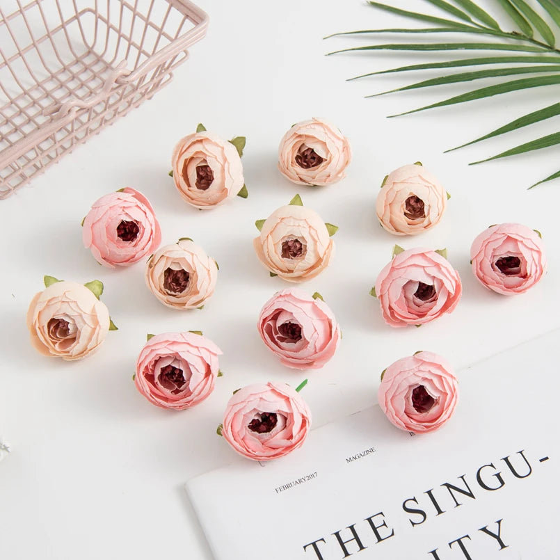 50/100 Pcs Silk Tea Rose Buds – Artificial Flowers for DIY Decor Artificial Silk Flowers Axl