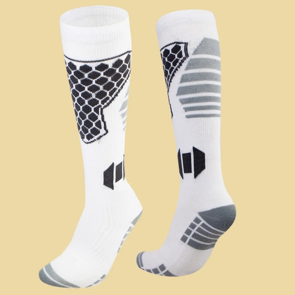 Thermal Ski Socks – Anti-Slip Moisture-Wicking Winter Sport Thermal Ski Socks Axl White Grey
