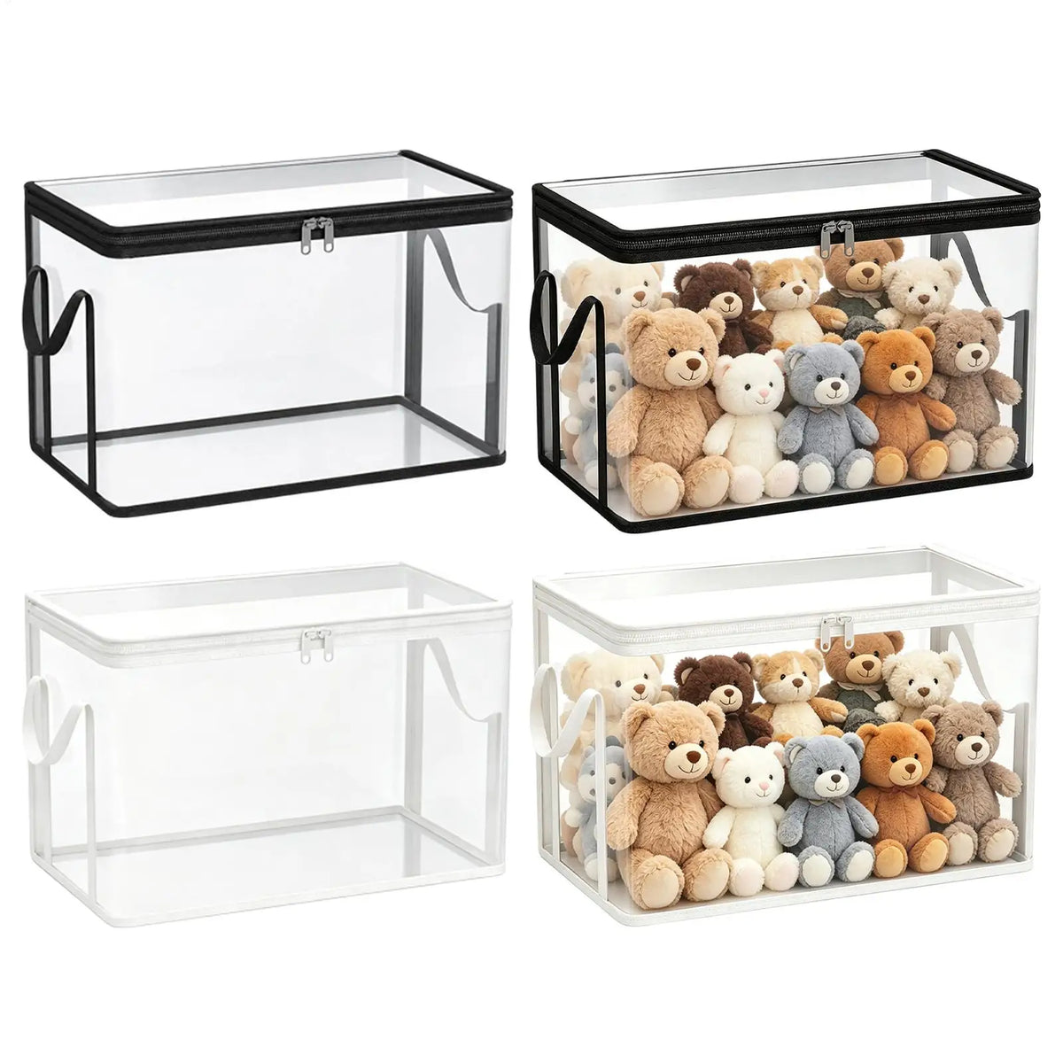 2-Piece Plush Toy Storage Organizer Chest – Clear PVC Bins Toy Storage Organizer Axl