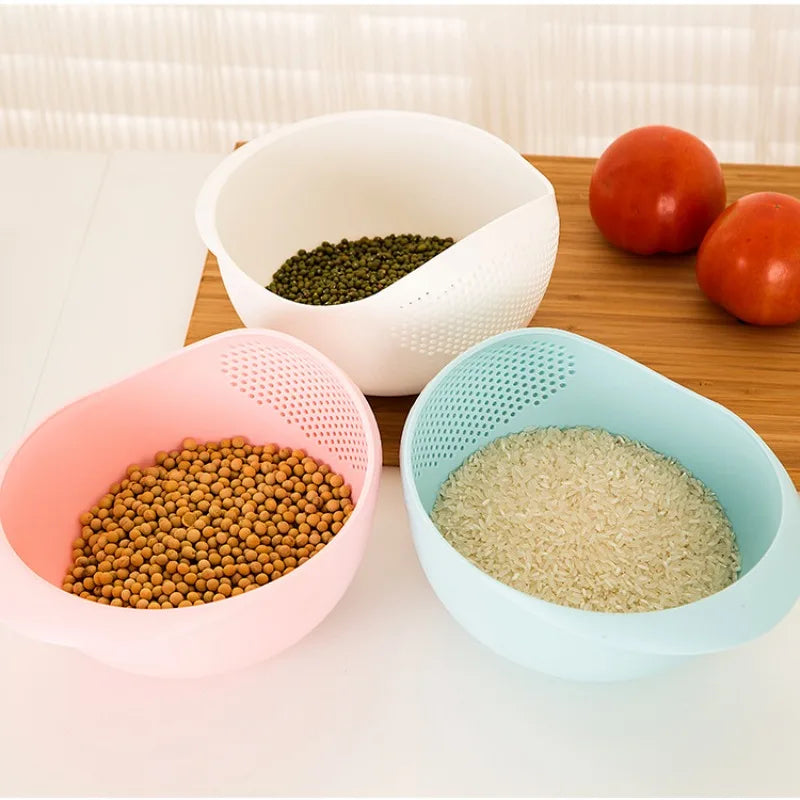 Food Grade Plastic Rice Strainer & Vegetable Wash Basket Kitchen Colander Basket Axl