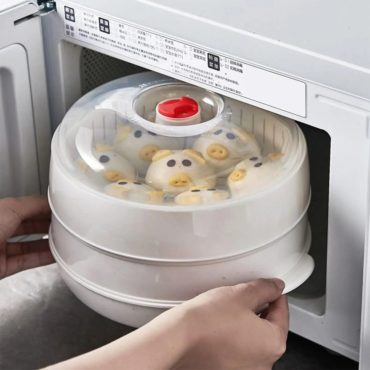 Large Capacity Microwave Food Steamer Box with Lid & Steam Vent Microwave Food Steamer Axl