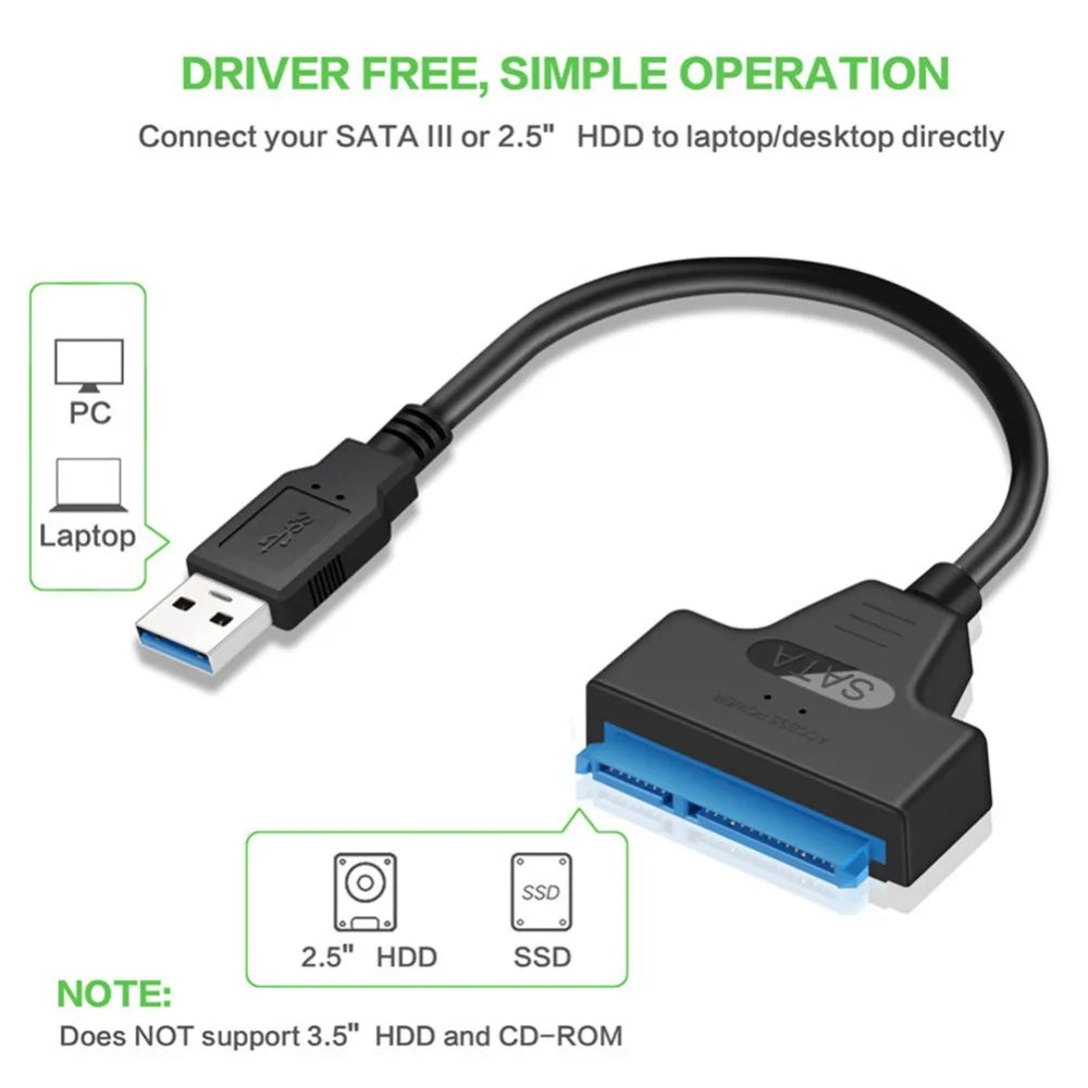 SATA to USB 3.0 Adapter 6 Gbps – 2.5" HDD & SSD Cable HDD SSD Adapter Cable Axl