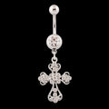Crystal Rhinestone Cross Belly Button Ring – Stainless Steel Belly Button Ring Axl Surface and Dermal Navel & Bell Button Rings onesize