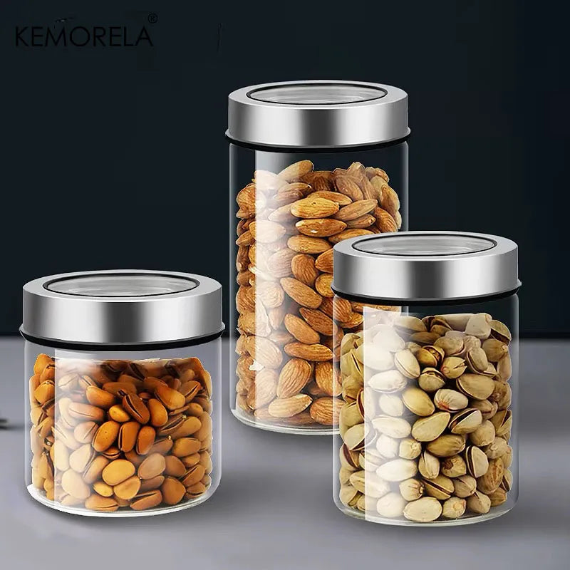 KEMORELA Glass Airtight Storage Jar – Coffee, Cereal & Snacks Glass Storage Jar Axl