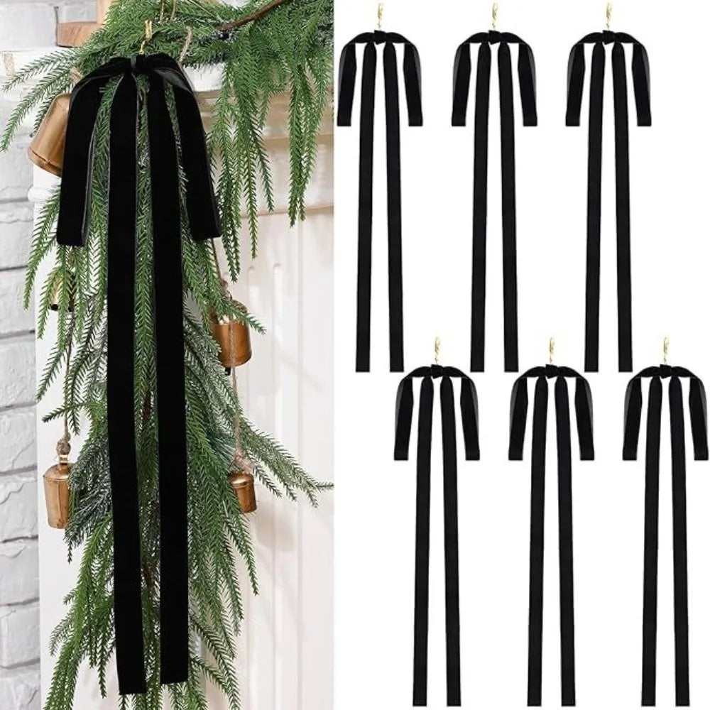 Vintage Velvet Christmas Bows Set of 6 – Wreath & Tree Decor Christmas Bow Set Axl Dark Green