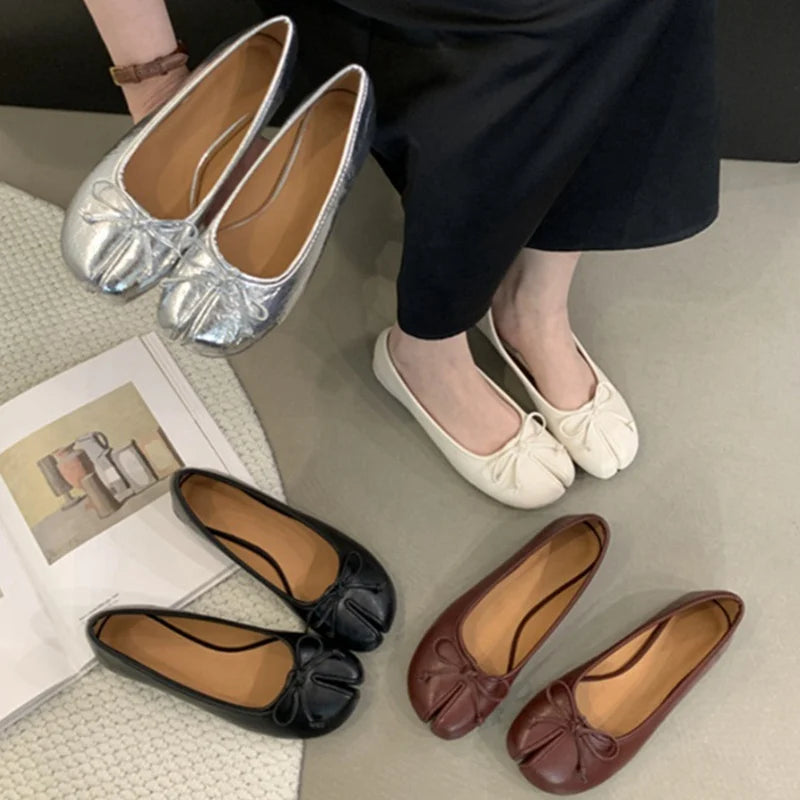 Women's Bow Knot Ballet Flats – Slip-On Loafer Casual Shoes Ballet Flats Axl