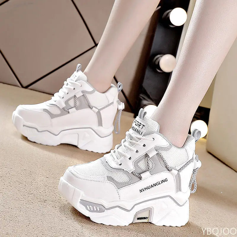 Women's Thick Sole Height Increasing Casual Sneakers Platform Sneakers Axl 40 GRAY