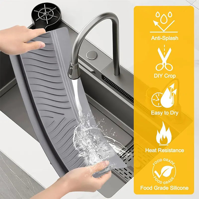 Silicone Sink Splash Guard 20" – Cuttable & Suction Cup Sink Splash Guard Axl