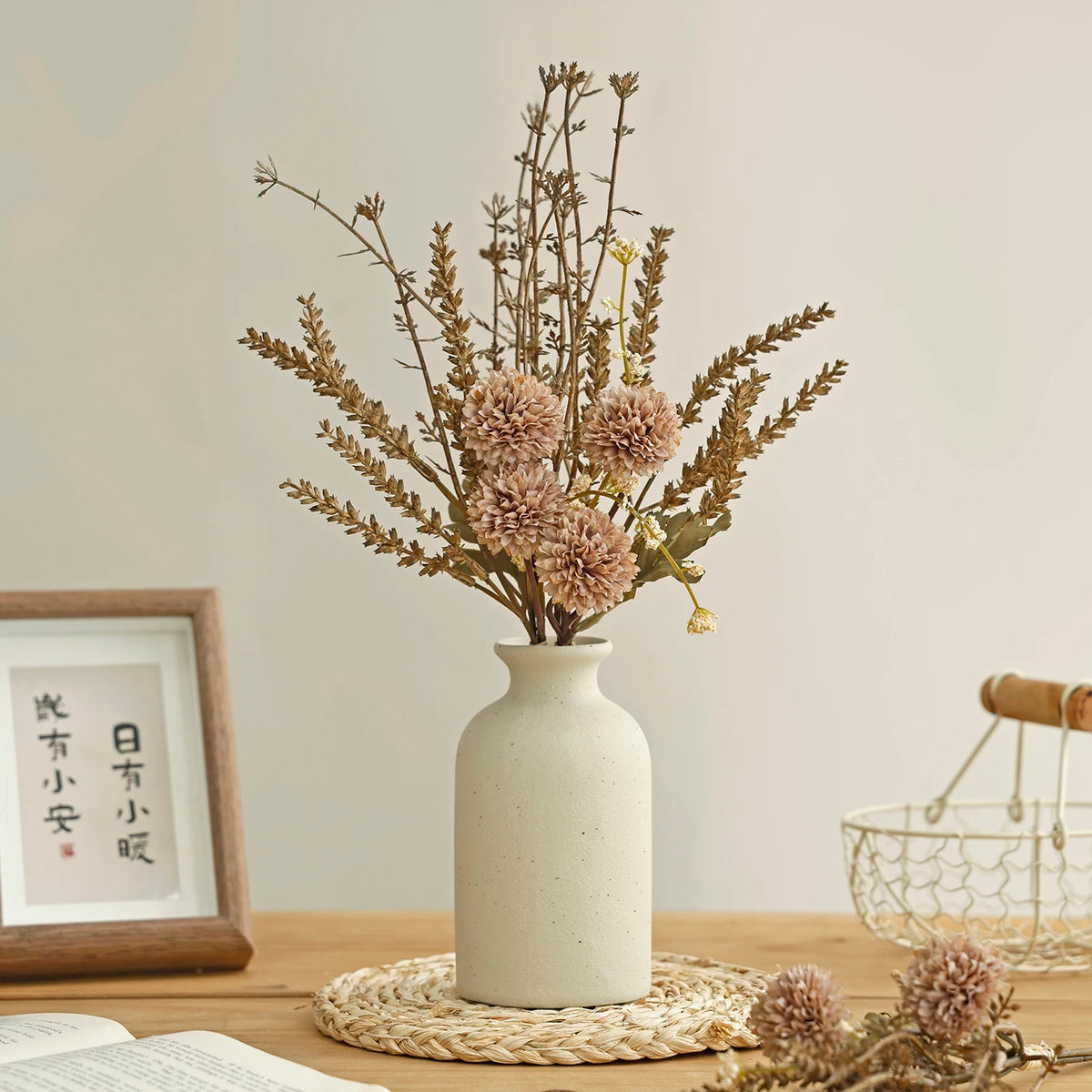Silk Peony Artificial Flower Bouquet – Wedding & Home Decor Artificial Flower Bouquet Axl color 3 with vase 1 pc
