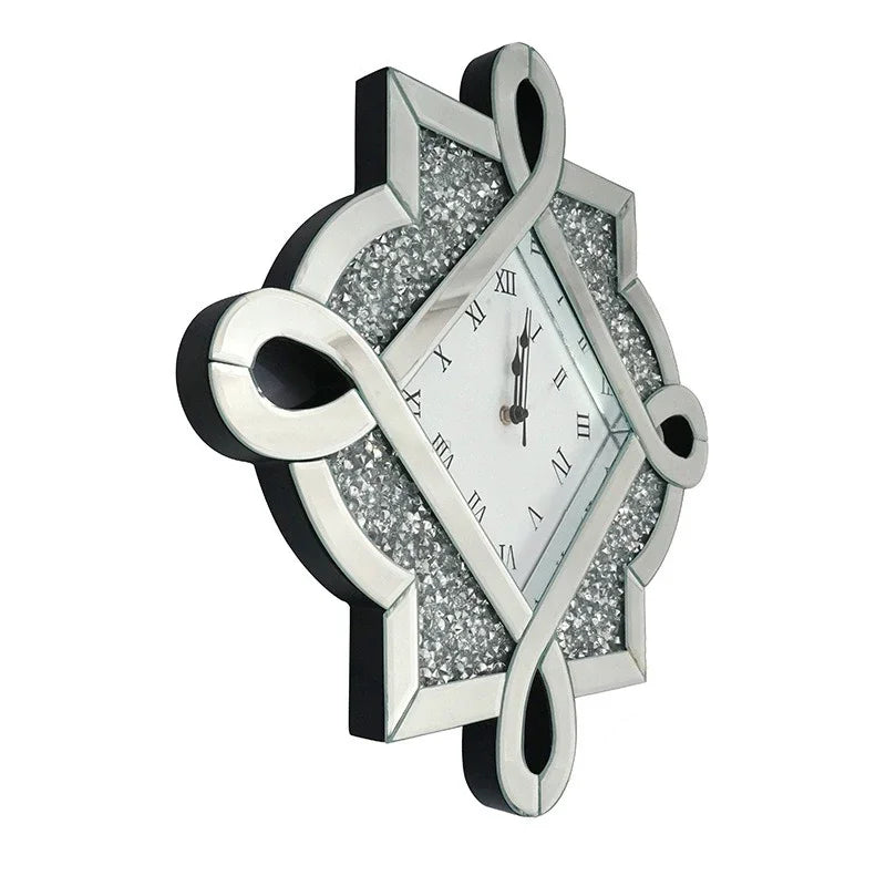Nordic Mirror Wall Clock 50cm – Silent 3D Glass Silver Decor Wall Clock Axl Silver 50X50CM