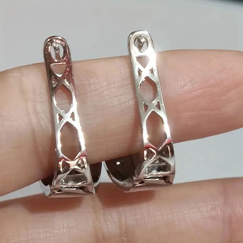 Huitan Cubic Zirconia Hoop Earrings – Silver Fashion Jewelry Hoop Earrings Axl