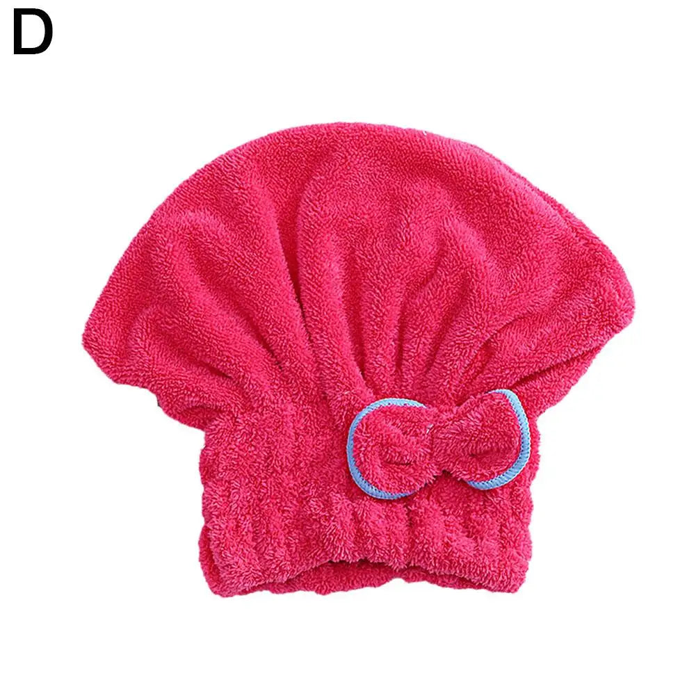 Super Absorbent Microfiber Hair Drying Cap with Cute Bow Microfiber Hair Cap Axl D