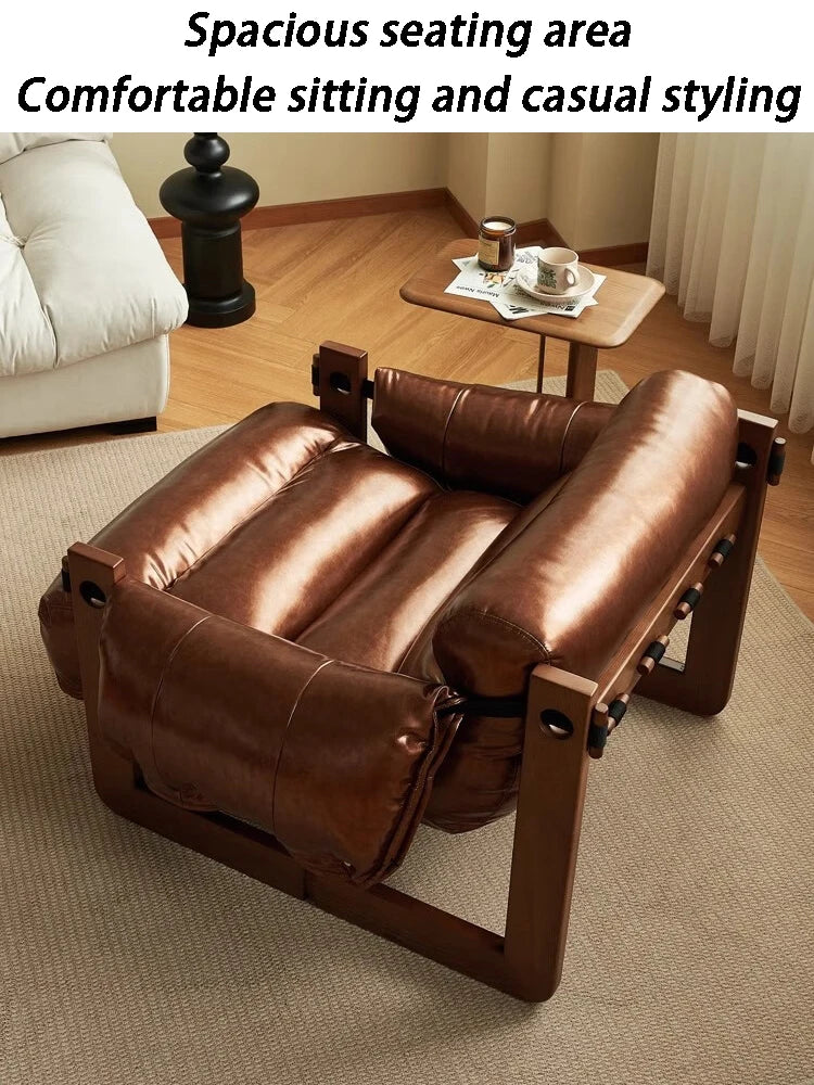 Luxury Faux Leather Armchair – Modern Single Lounge Chair Leather Lounge Armchair Axl