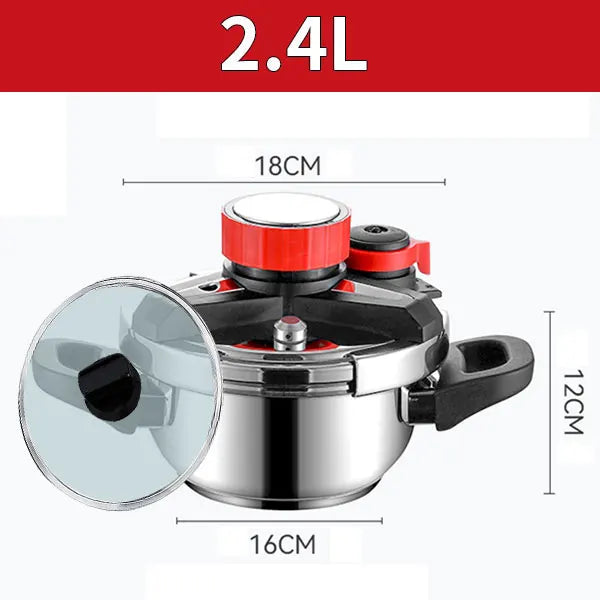 PGY Stainless Steel Pressure Cooker 1.8–7L | Induction + Glass Lid Pressure Cooker Axl 2.4L with Glass Lids