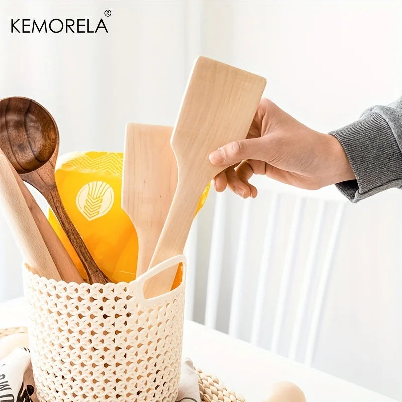 KEMORELA 2-Piece Natural Wooden Spatula Set – Nonstick Safe Wooden Spatula Set Axl
