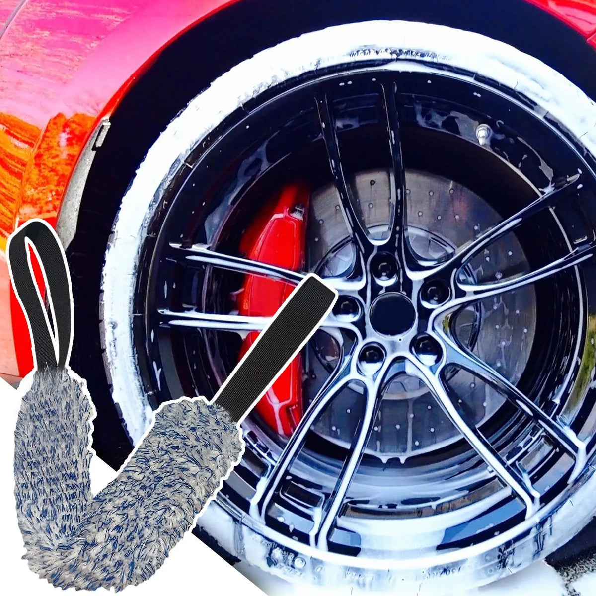 Plush Wheel Rim Cleaning Brush & Car Wheel Wash Towel Wheel Cleaning Brush Axl